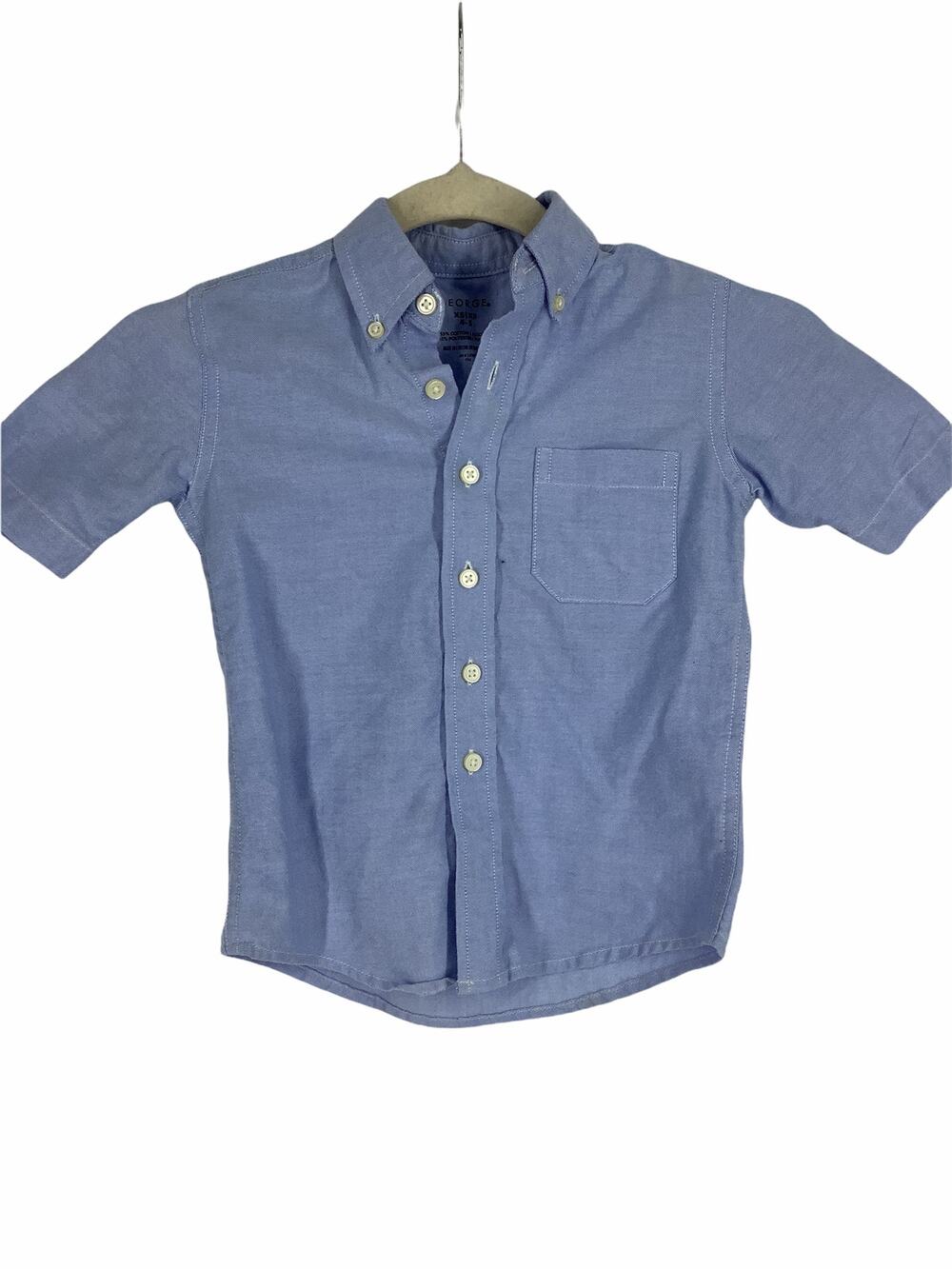George Boys Blue Short Sleeve Button Down Shirt Kids Youth Size XS 4-5
